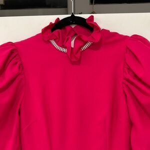 RARE Raquel Couture Custom Pink Beaded Mini Dress - NWOT - Barbiecore. Size- 4